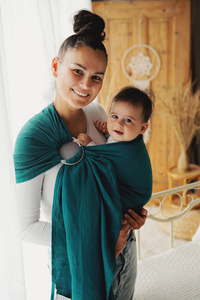 Ring Sling Pure Linen Deep Aqua - taille M (2 m) /2e choix